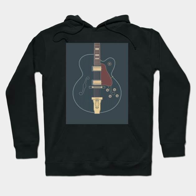 Vintage Single Cut Hollow Body Guitar Hoodie by milhad